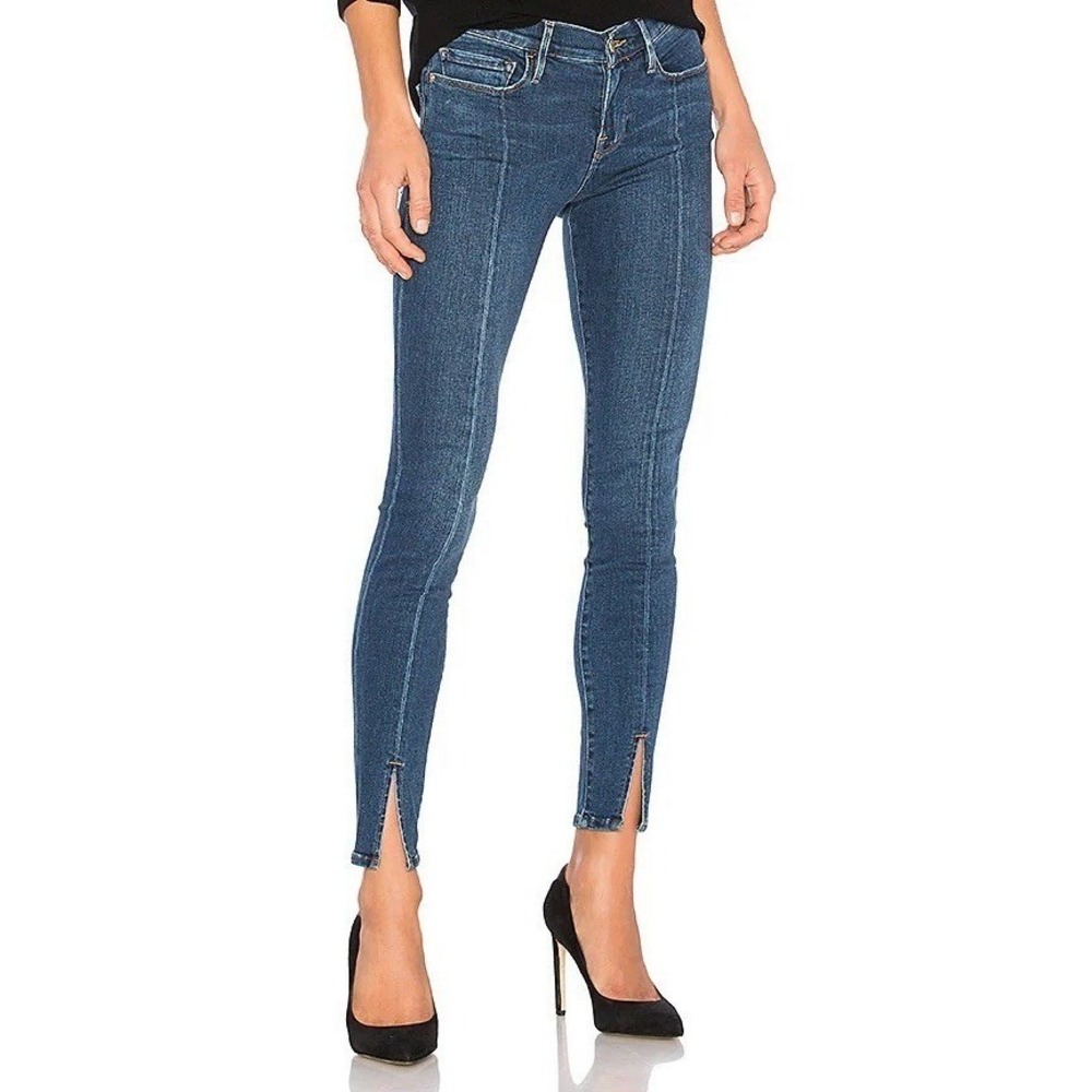 $225 FRAME Le Skinny De Jeanne Denim Front Split Size 25 In TUCKAHOE